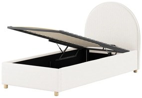 Fehér kárpitozott ágyneműtartós egyszemélyes ágy ágyráccsal 90x200 cm Moon – Vipack