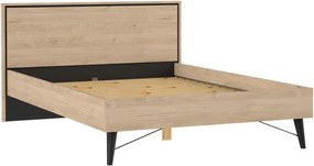 Natúr színű franciaágy ágyráccsal 140x200 cm tölgyfa dekorral Ry – Tvilum