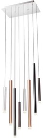 Redo 01-2049 - LED Csillár zsinóron MADISON 8xLED/4W/230V fényezett króm/fekete/réz