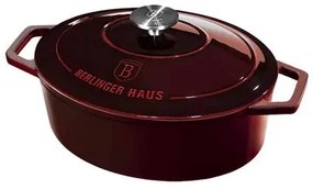 BerlingerHaus Ovális öntöttvas pecsenyesütő (30 cm) Metallic Line Burgundy Edition  BH/6499