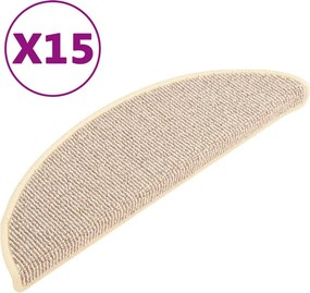 vidaXL 15 db fehér és barna félkör alakú lépcsőszőnyeg 56 x 17 x 3 cm
