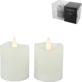 LED oszlopos gyertya LYON 8 cm fehér, szett 2 db