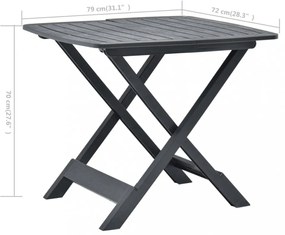 antracitszürke műanyag összecsukható kerti asztal 79x72x70 cm