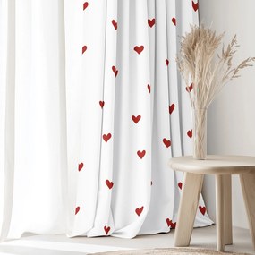 Goldea pamut drapéria - piros szívecskék, fehér alapon 140x150 cm