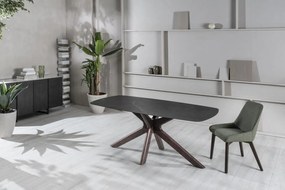 GEMINI design kerámia étkezőasztal - dió/fekete márvány