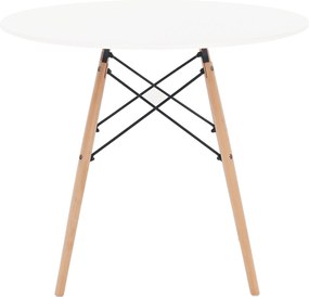 Étkezőasztal, fehér/bükk, átmérő 90 cm, GAMIN 2 NEW 90