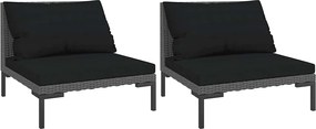 vidaXL 2 db félkör alakú polirattan kerti kanapé párnákkal