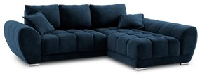 Nuage királykék kinyitható sarokkanapé bársony kárpittal, jobb oldali - Windsor &amp; Co Sofas