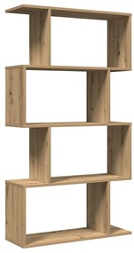 4 szintes kézműves tölgy fa elválasztó könyvespolc 70x24x129 cm
