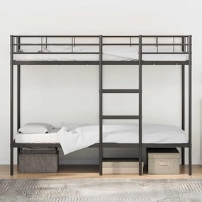 fekete acél emeletes ágy matrac nélkül 90 x 190 cm