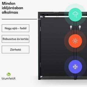 Blumfeldt BinSafe, szemétkosár tároló doboz, 3 szemétkosár, 240 l, zárható, időjárásálló horganyzott acél