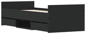 fekete ágykeret fej- és lábtámlával 75 x 190 cm