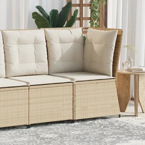 Bézs polyrattan kerti sarokkanapé párnával