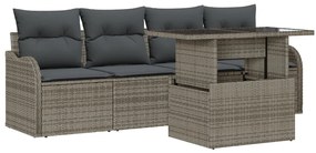 Kerti Kanapé Szett 5 pcs Szürke 100 x 55 x 73 cm Poli rattan