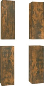 vidaXL 4 db füstös tölgy színű szerelt fa TV-szekrény 30,5x30x90 cm