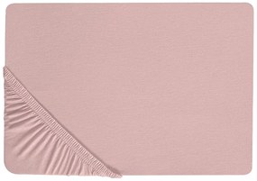 Rózsaszín pamut gumis lepedő 140 x 200 cm HOFUF Beliani