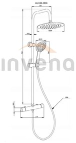 Invena Trend, Trend termosztatikus zuhanycsaptelep felső esőzuhannyal Musta 25cm, fekete matt, INV-AU-84-004-X