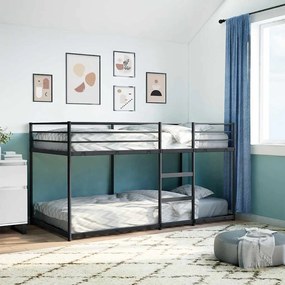 fekete acél emeletes ágy matrac nélkül 100 x 200 cm