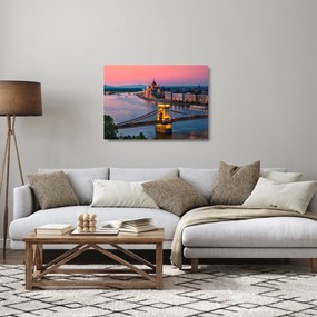 Kép - panoráma a városra, Budapest, Magyarország (üvegen) (70x50 cm)