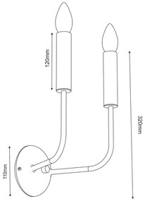 Fali lámpa AKASYA 2xE14/15W/230V fekete/arany