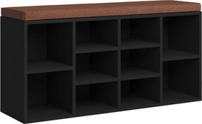 vidaXL fekete szerelt fa cipőtároló pad 103x30x48 cm