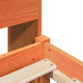 viaszbarna tömör fa könyvespolcos ágy matrac nélkül 100 x 200cm