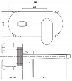 Cersanit Crea, rejtett mosdócsap + BOX, króm, S951-330