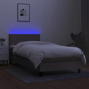 tópszínű szövet rugós és LED-es ágy matraccal 90x200 cm