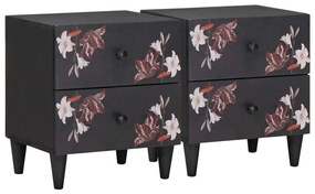 Éjjeli asztal 2 pcs Barna 40 x 33,5 x 46 cm Tömör Mangófát