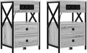vidaXL Éjjeliszekrény 2 pcs Szürke Sonoma 40 x 31 x 60 cm Faanyag