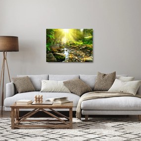 Egy folyó zöld erdőben képe (üvegen) (70x50 cm)