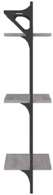2 db 3 szintes szürke sonoma fali polc rúddal 30 x 25 x 100 cm