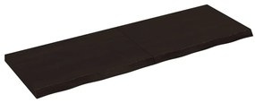 sötétbarna kezelt tömör tölgyfa fali polc 120 x 40 x (2-4) cm