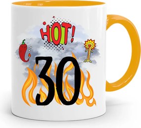 Születésnapra 30 30. 30-as Bögre Sárga Ajándék fényképes nyomattal