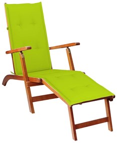 vidaXL tömör akácfa kültéri napozószék lábtartóval és párnával