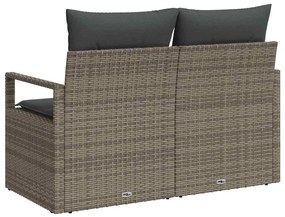 2-Fős Kerti Kanapé Párnákkal Szürke Polyrattan