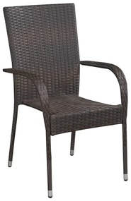 vidaXL 6 db barna rakásolható polyrattan kültéri szék