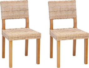 vidaXL Étkezőszék 2 pcs Természetes 46 x 55 x 84 cm Kubu rattán