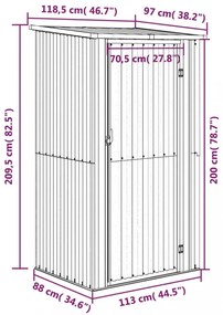 zöld horganyzott acél kerti fészer 118,5 x 97 x 209,5 cm