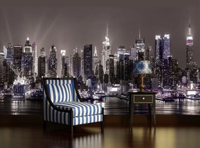 New York éjjel poszter, fotótapéta, Vlies (104 x 70,5 cm)