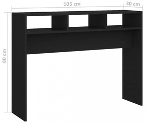 fekete szerelt fa tálalóasztal 105 x 30 x 80 cm