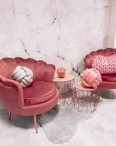 Fotel Art-deco stílusban, rózsaszín Velvet anyag/gold króm-arany, NOBLIN