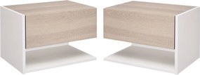 HOMCOM 2 db F Floating Éjjeli Székreny 1 Fiókkal és Nyitott Polccal 46x30x30 cm Tölgy és Fehér | Aosom