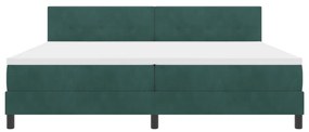 Boxspring Ágy Matrac &amp; LED Sötét Zöld 200x200 cm Bársonyos