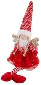 Angyal lógólábú figura - karácsonyi dekoráció - 47 cm - piros ruhás