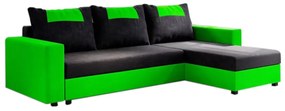 COOPER ágyazható sarok ülőgarnitúra, 232x144, fekete/zöld, mikrofáze04/U062