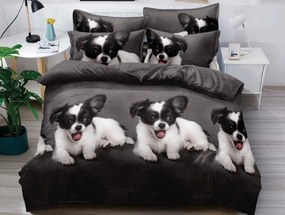 3D mikroszálas ágyneműhuzat PUPPY PLAY sötétszürke Ágyneműhuzat mérete: 70 x 80 cm | 140 x 200 cm