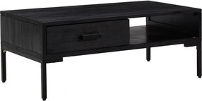 vidaXL fekete tömör újrahasznosított fenyő dohányzóasztal 90x50x35 cm