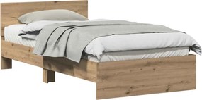 vidaXL Ágykeret fejtámlával Artisan tölgy 203 x 104 x 70 cm Faanyag