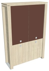 Verno+ magas szekrény 140 x 46 x 210 cm, kombinált ajtó, akác / barna